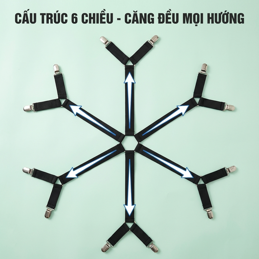 Kẹp Ga Giường Chống Xê Dịch Cố Định, Bộ Kẹp Ga Giường Drap 6 Chiều Chống Rách Làm Phẳng Đệm