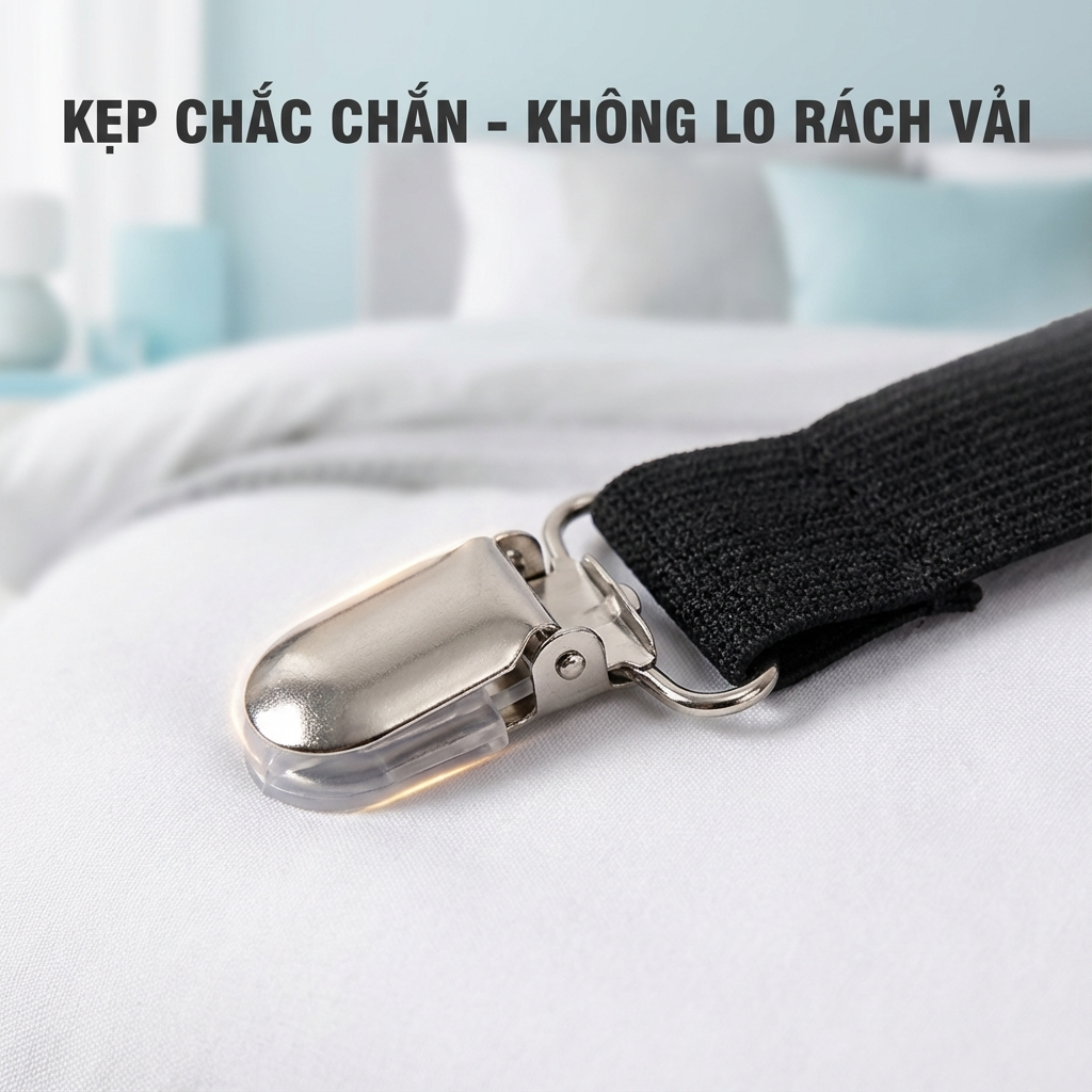 Kẹp Ga Giường Chống Xê Dịch Cố Định, Bộ Kẹp Ga Giường Drap 6 Chiều Chống Rách Làm Phẳng Đệm