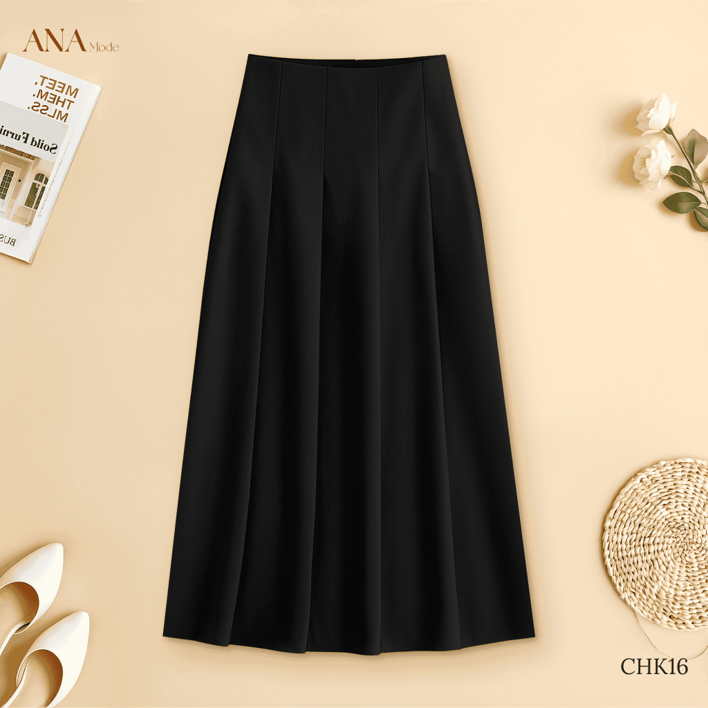 Chân Váy Xếp Ly Trung Niên ANA Mode Chất Liệu Cotton Lạnh Thanh Lịch Đi Tiệc Quà Tặng Mẹ CV25CHK16