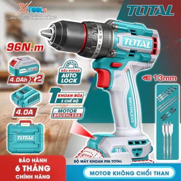 Máy khoan búa pin cầm tay TOTAL 96N.m 20V 13mm máy khoan pin, máy khoan bê tông, khoan tường, khoan sắt, khoan rút lõi
