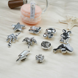 Bộ 10 Sticker, Charm 3D chủ đề Cá voi bling nhựa cứng gắn Dép Sục, Cá sấu JB-407 Mita
