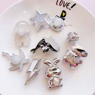 Bộ 10 Sticker, Charm 3D chủ đề Cá voi bling nhựa cứng gắn Dép Sục, Cá sấu JB-407 Mita