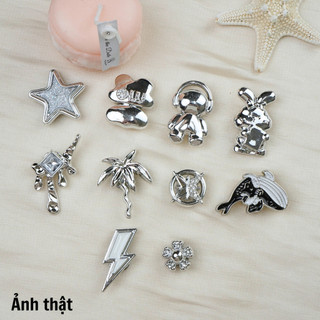 Bộ 10 Sticker, Charm 3D chủ đề Cá voi bling nhựa cứng gắn Dép Sục, Cá sấu JB-407 Mita