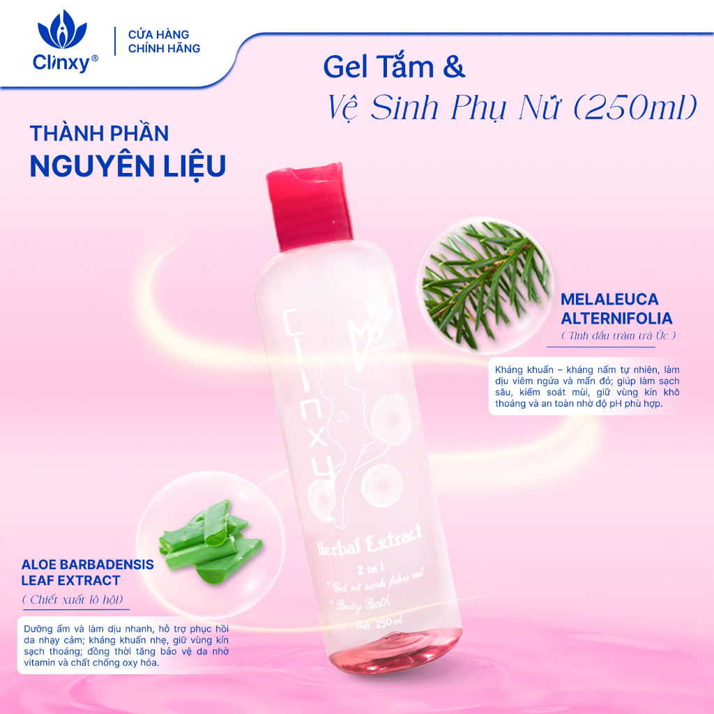 (Combo 2 Chai) Gel Tắm Và Vệ Sinh Nữ Clinxy Dành Cho Phụ Nữ Mang Thai, Sữa Tắm Hỗ Trợ Dưỡng Ẩm