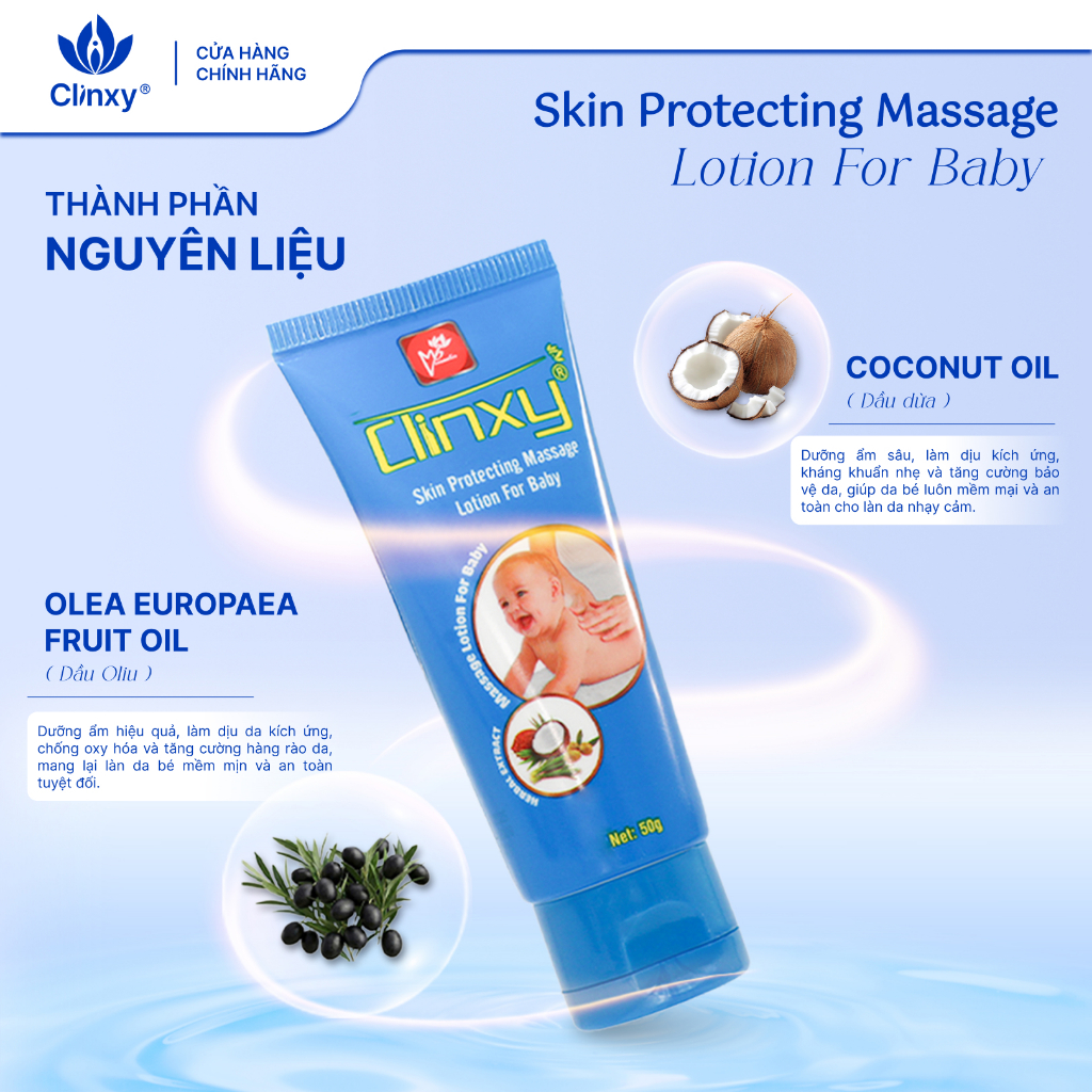 Sữa Dưỡng Ẩm Cho Bé Clinxy, Lotion Massage Dưỡng Ẩm Sâu Giúp Bé Có Làn Da Mịn Màng (50g)