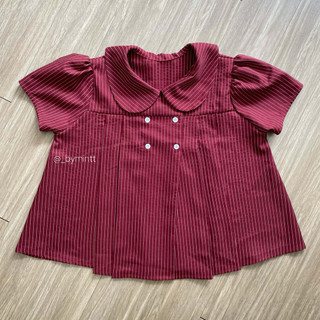 Ruly Top | Áo babydoll kẻ cổ sen phối nút | Bymintt