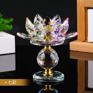 Chân Nến Hoa Sen Cúng Phật - Đế Nến Thủy Tinh Pha Lê 11cm Cho Bàn Thờ Chùa