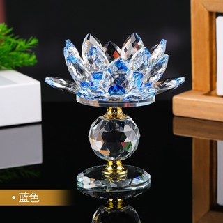 Chân Nến Hoa Sen Cúng Phật - Đế Nến Thủy Tinh Pha Lê 11cm Cho Bàn Thờ Chùa