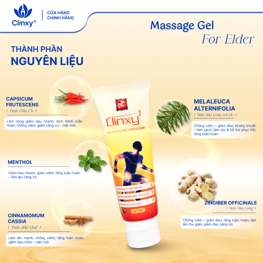 Gel Massage Làm Ấm Giảm Đau Cơ Xương Khớp Clinxy - Massage Gel For Elder (35g)