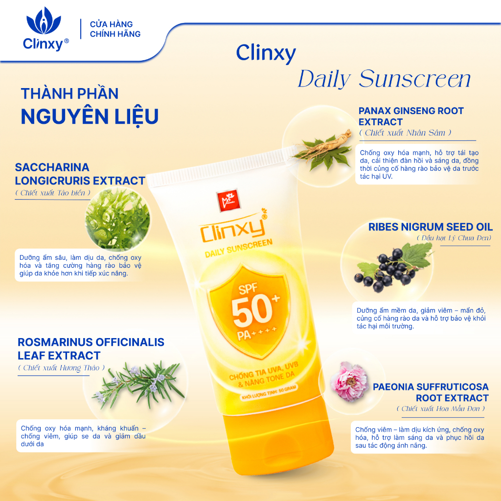 Kem Chống Nắng Clinxy Bảo Vệ Làn Da Vượt Trội, An Toàn Cho Da - Daily Sunscreen (50g)