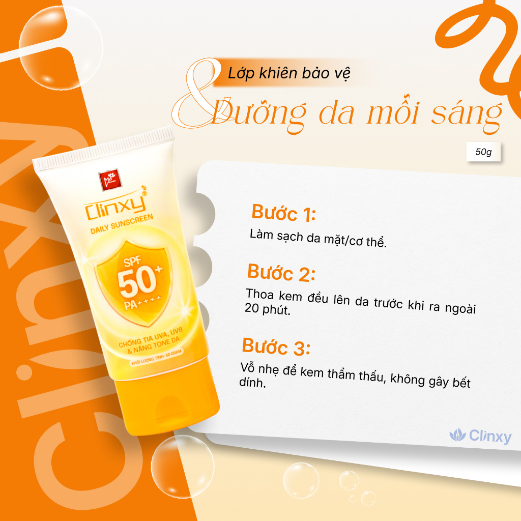 Kem Chống Nắng Clinxy Bảo Vệ Làn Da Vượt Trội, An Toàn Cho Da - Daily Sunscreen (50g)