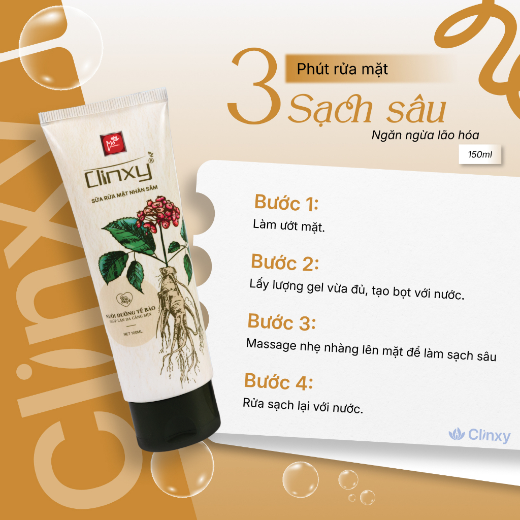 Sữa Rửa Mặt Nhân Sâm Clinxy Dịu Nhẹ An Toàn Cho Làn Da - Clinxy Ginseng Facial Cleanser (100g)