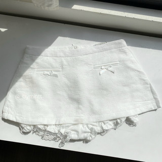 Lolita Skirt | Chân váy bí boi thêu cao cấp, ép keo 2 lớp phối nơ, viền ren | Bymintt