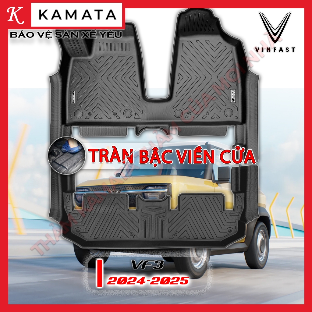 Thảm lót sàn ô tô 5D Vinfast VF3 2024- Nay đúc nguyên khối chất liệu TPV KAMATA