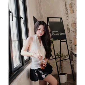 ۶ৎ Set hot - Set áo cổ yếm hở lưng + chân váy bí 2 size S/M SP022798🔥𝐇𝐨𝐚̉ 𝐓𝐨̂́𝐜🔥 𝐌𝐄𝐎𝐈𝐍𝐃𝐀𝐇𝐎𝐔𝐒𝐄