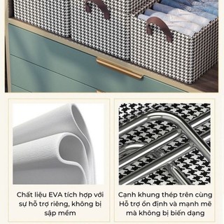 Combo 3 Hộp vải khung thép đựng quần áo, chăn mền có tay cầm tiện dụng, siêu bền