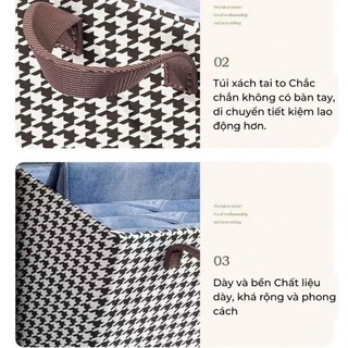 Combo 3 Hộp vải khung thép đựng quần áo, chăn mền có tay cầm tiện dụng, siêu bền