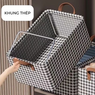 Combo 3 Hộp vải khung thép đựng quần áo, chăn mền có tay cầm tiện dụng, siêu bền
