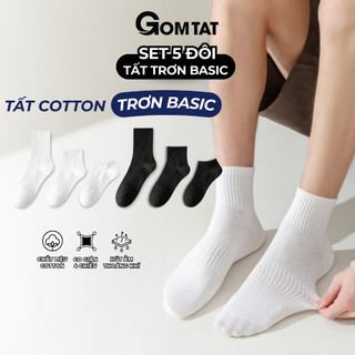 [DEAL SỐC] Combo 5 đôi tất trơn cổ cao/trung/ngắn GOMTAT, tất thể thao basic chất cotton thoáng khí - OAS-1704