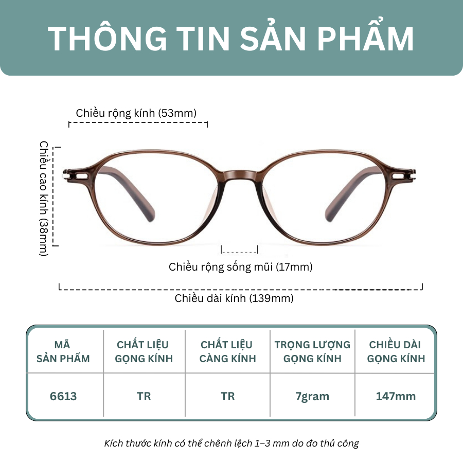 Kính Mắt Gọng Oval Nữ INNI Thời Trang, Gọng Kính Chống Ánh Sáng Xanh Thòi Trang Cho Nữ - Mã 6613
