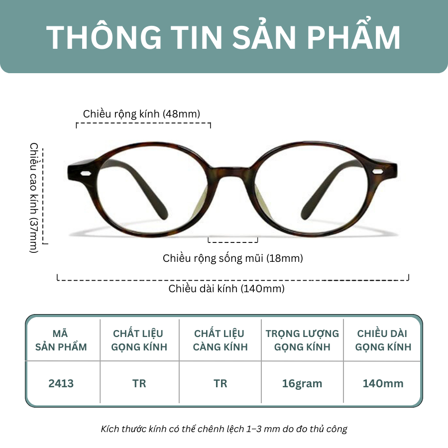 Kính cận gọng oval INNI 2413 thời trang, kính mắt gọng nhựa cao cấp, nhiều màu sắc, chống tia UV