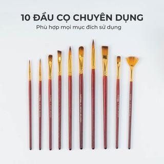 Bộ Cọ Vẽ Màu Nước Màu Bột Acrylic Gouache Chuyên Nghiệp Finenolo Set 4/10 Cọ Vẽ Tranh Tô Màu Phác Hoạ Cụ