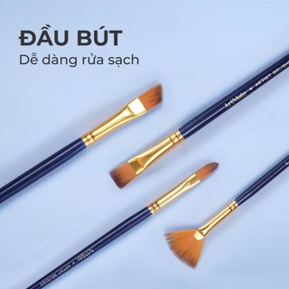 Bộ Cọ Vẽ Màu Nước Màu Bột Acrylic Gouache Chuyên Nghiệp Finenolo Set 4/10 Cọ Vẽ Tranh Tô Màu Phác Hoạ Cụ