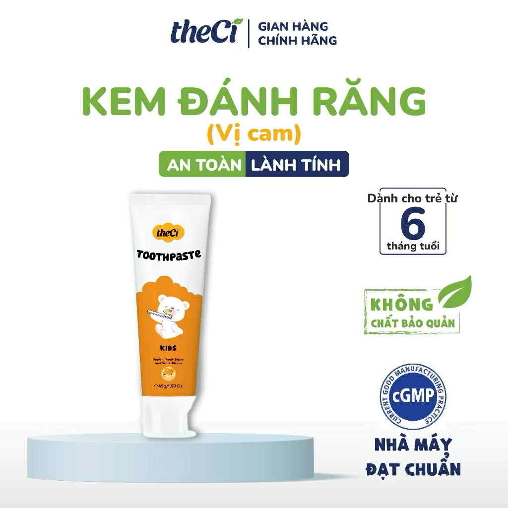 Kem đánh răng Theci trẻ em nuốt được, nhiều vị