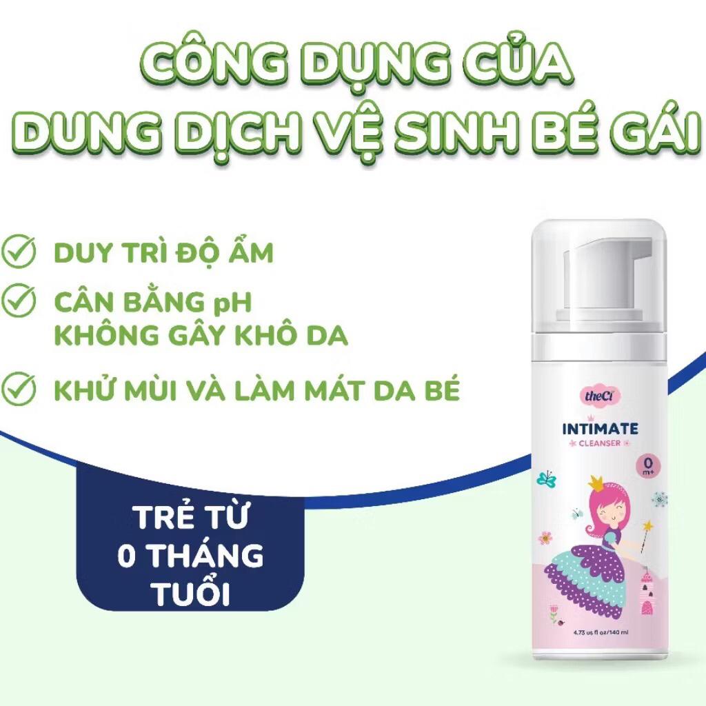 Dung Dịch Vệ Sinh Cho Bé Theci Intimate Dạng Tạo Bọt An Toàn Cho Bé Từ Sơ Sinh 140ML