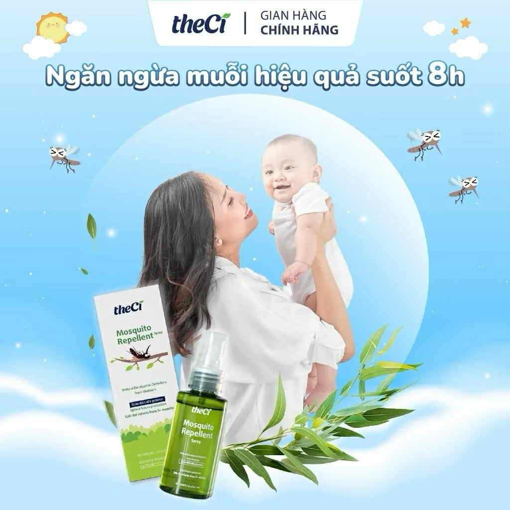 Xịt chống muỗi THECI 50ml / Thanh lăn bôi muỗi Theci 8ml giảm ngứa , giảm sưng an toàn cho Bé TDP