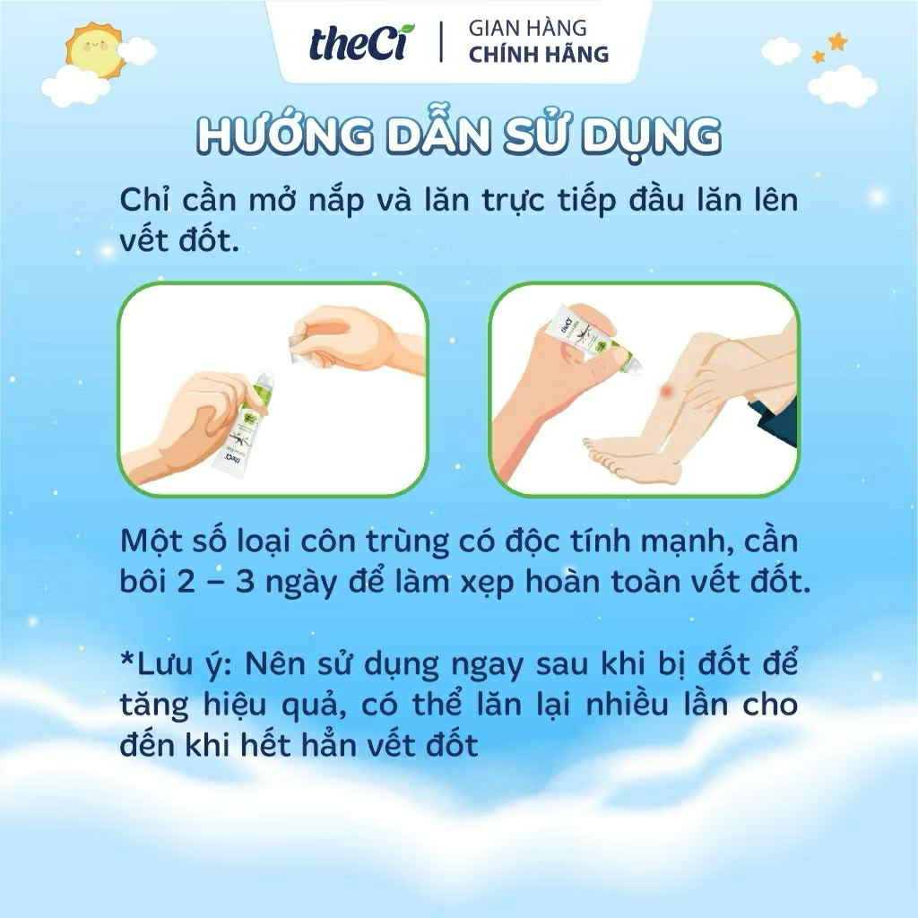 Xịt chống muỗi THECI 50ml / Thanh lăn bôi muỗi Theci 8ml giảm ngứa , giảm sưng an toàn cho Bé TDP
