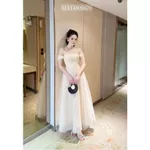 Đầm Dự Tiệc, Váy Đi Bàn Cưới Sang Trọng ALLI, Váy Dài Trễ Vai, Tùng Váy Xòe Bồng Chất Ren Phối Lưới Cao Cấp T170-SX — ảnh 4