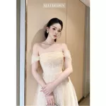 Đầm Dự Tiệc, Váy Đi Bàn Cưới Sang Trọng ALLI, Váy Dài Trễ Vai, Tùng Váy Xòe Bồng Chất Ren Phối Lưới Cao Cấp T170-SX — ảnh 6
