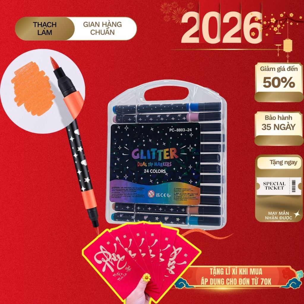 Hỏa Tốc Bút Marker Kim Tuyến Dạ Quang 2 Đầu/1 Đầu 24/48/72/96 Màu Tô Vẽ Trang Trí, Màu Vẽ đẹp