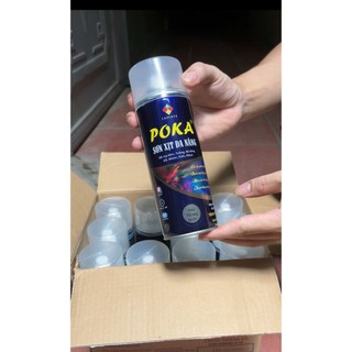Sơn Xịt Phủ Bóng Trong Suốt Poka 420ml Chống Nước- Phủ bóng tượng, tường, kính, sắt thép