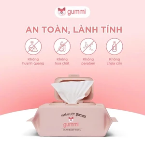 1 Gói 80 Tờ Khăn Ướt Gummi Chính Hãng Không Cồn Cho Bé