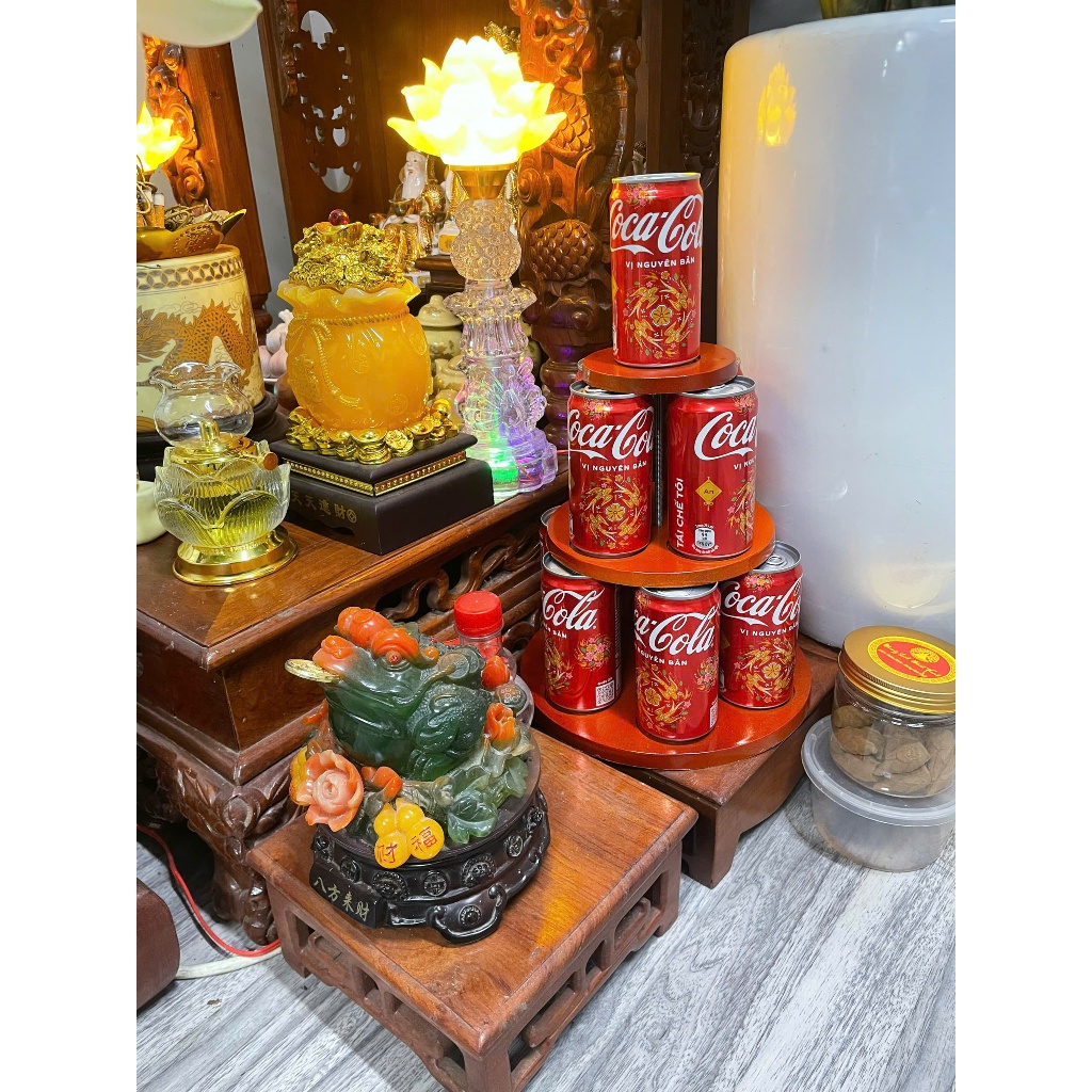(giá tại xưởng) Tháp nước 3 tầng hình hoa , hình tròn - tháp bia Giả Gỗ trưng bày ngày tết ban thờ phủ bóng AMIZIN