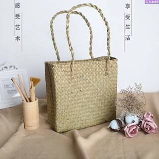 Túi xách cói vintage dáng vuông cao cấp – Phong cách retro, đi biển – dạo phố – du lịch – chụp hình