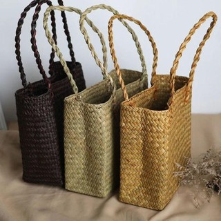 Túi xách cói vintage dáng vuông cao cấp – Phong cách retro, đi biển – dạo phố – du lịch – chụp hình
