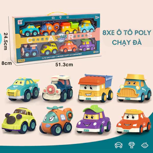 Bộ Đồ Chơi Set 8 Xe Ô Tô Police Chạy Đà ToysLit Kiểu Dáng Hoạt Hình Cho Bé Vui Chơi Giải Trí