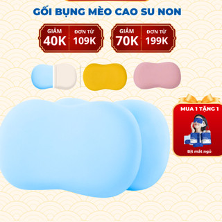 [Sale 50%]  Gối cao su non cho trẻ em và người lớn CECILA thiết kế bụng mèo, mềm mại chống đau mỏi cổ vai gáy, hỗ trợ