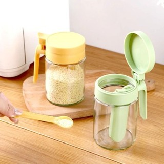 Lọ Đựng Gia Vị Thuỷ Tinh Có Ngăn Thìa Riêng, Hũ Đựng Gia Vị Nhà Bếp Chống Ẩm