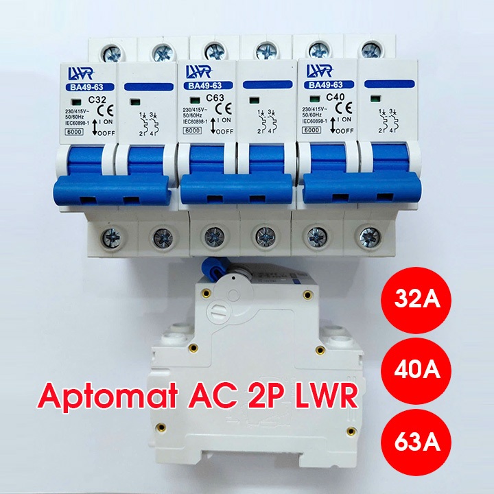 Aptomat AC 2P 32A 40A 63A MCB 2P AC 220V LWR 32A 40A 63A át tép cb mcb ...
