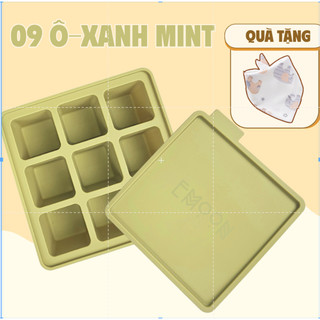 [Sale 50%, 9 ô]  Khay trữ đồ ăn dặm EM00N chia ngăn thông minh, chất liệu silicone bạch kim an toàn cho bé Happykids