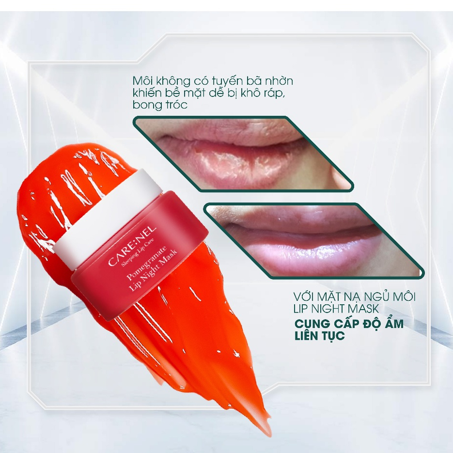 Mặt nạ ngủ môi tẩy tế bào chết môi dưỡng môi lựu đỏ CARE:NEL POMEGRANATE LIP NIGHT MASK 23g
