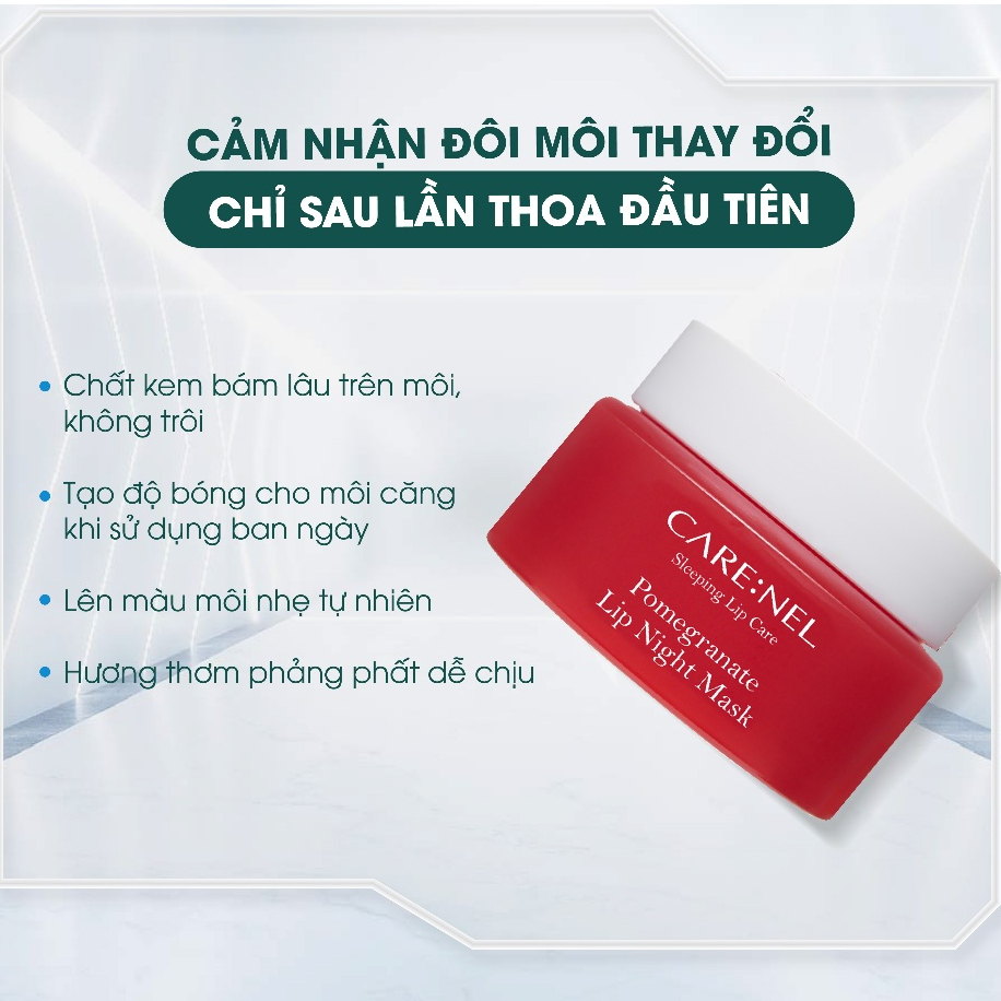 Mặt nạ ngủ môi tẩy tế bào chết môi dưỡng môi lựu đỏ CARE:NEL POMEGRANATE LIP NIGHT MASK 23g