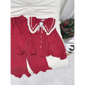 Bộ Đũi Vân Mây Cổ Nhọn Đỏ Full [40-62kg]