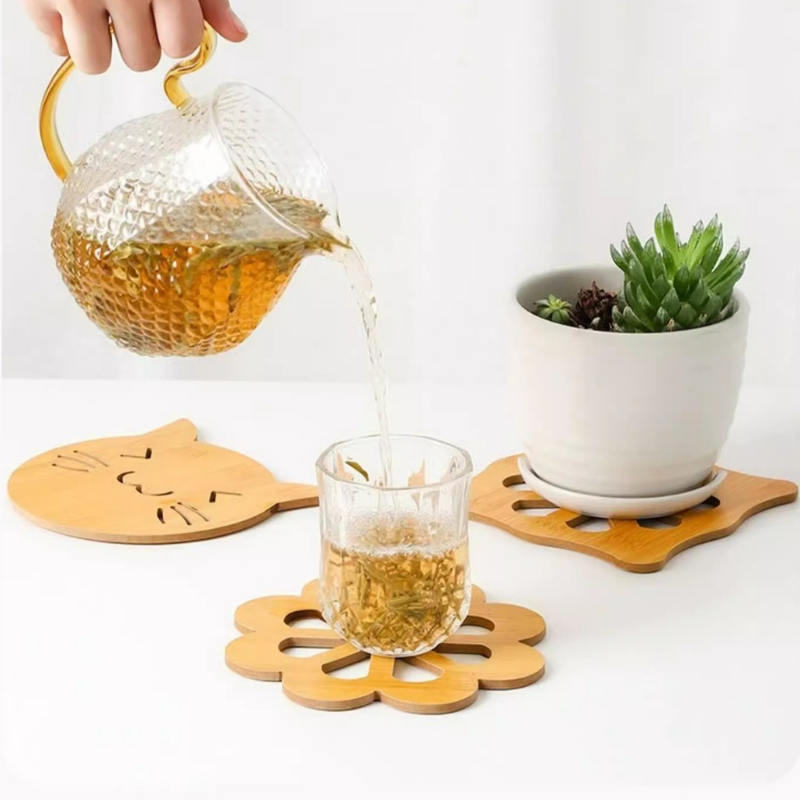 Combo 3 Đế Lót Nồi Gỗ Cách Nhiệt KOOBEE – Chống Trượt, Chống Nóng, Vân Gỗ Đẹp – 14.5cm (DC02)