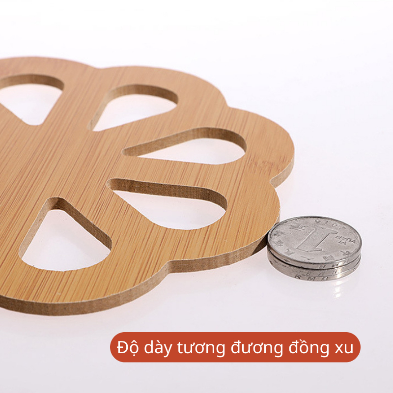 Combo 3 Đế Lót Nồi Gỗ Cách Nhiệt KOOBEE – Chống Trượt, Chống Nóng, Vân Gỗ Đẹp – 14.5cm (DC02)