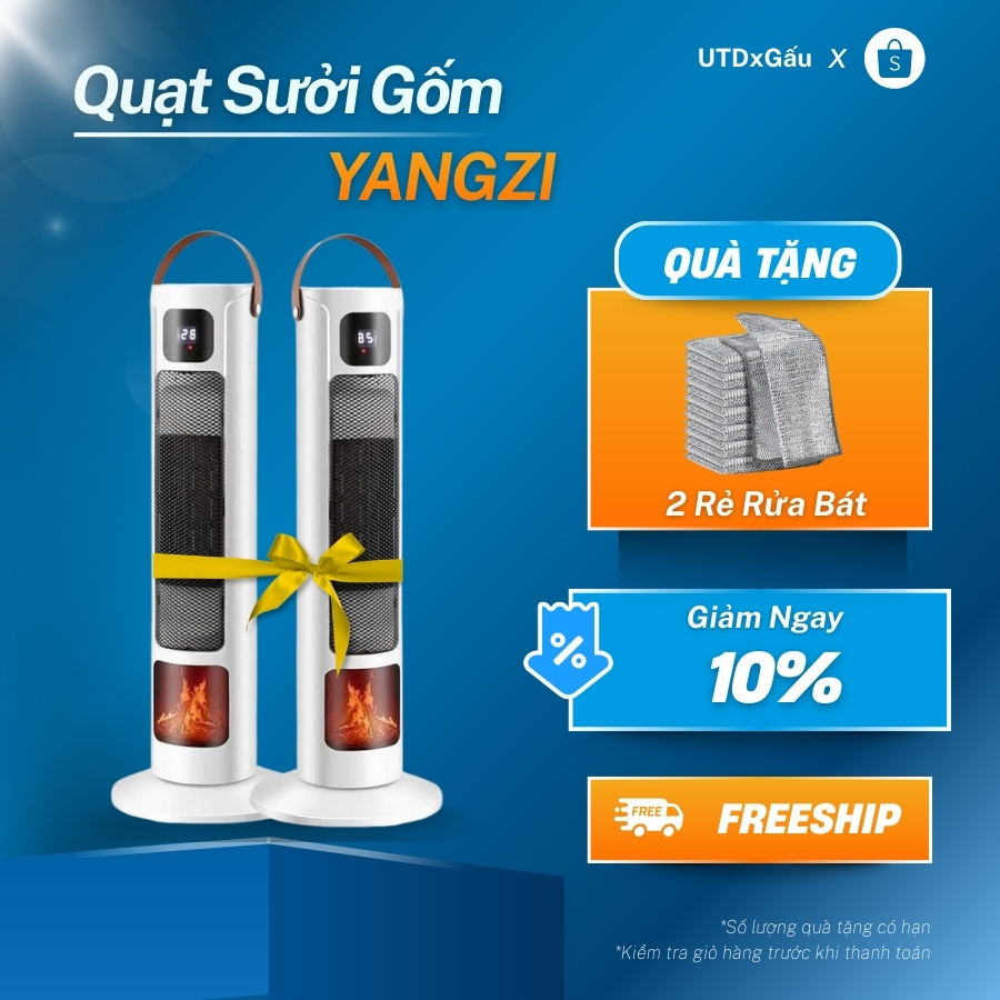 Quạt Sưởi Gốm Yangzi 2000W – Sưởi Ấm Nhanh, Tiết Kiệm Điện, Bảo Vệ Da (Bảo Hành 3 Năm)